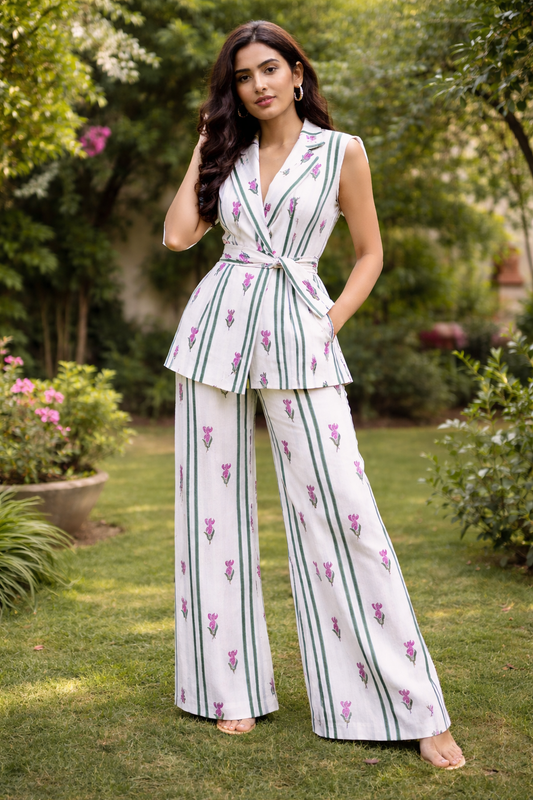 Green Broad Blazer Set