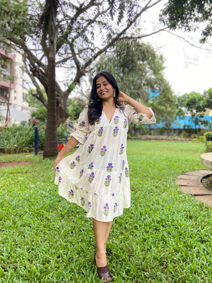 Purple Bloosom Ruffle Dress