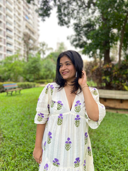 Purple Bloosom Ruffle Dress