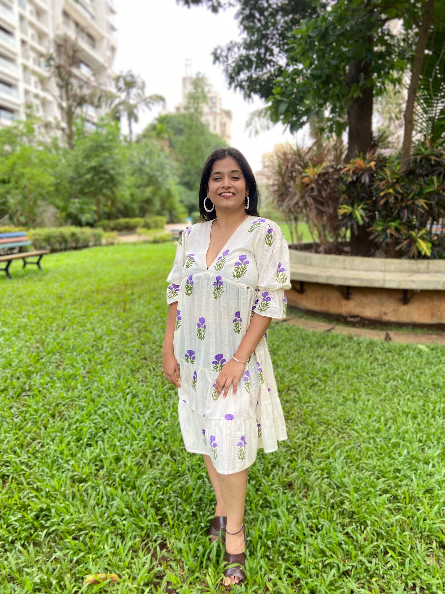 Purple Bloosom Ruffle Dress
