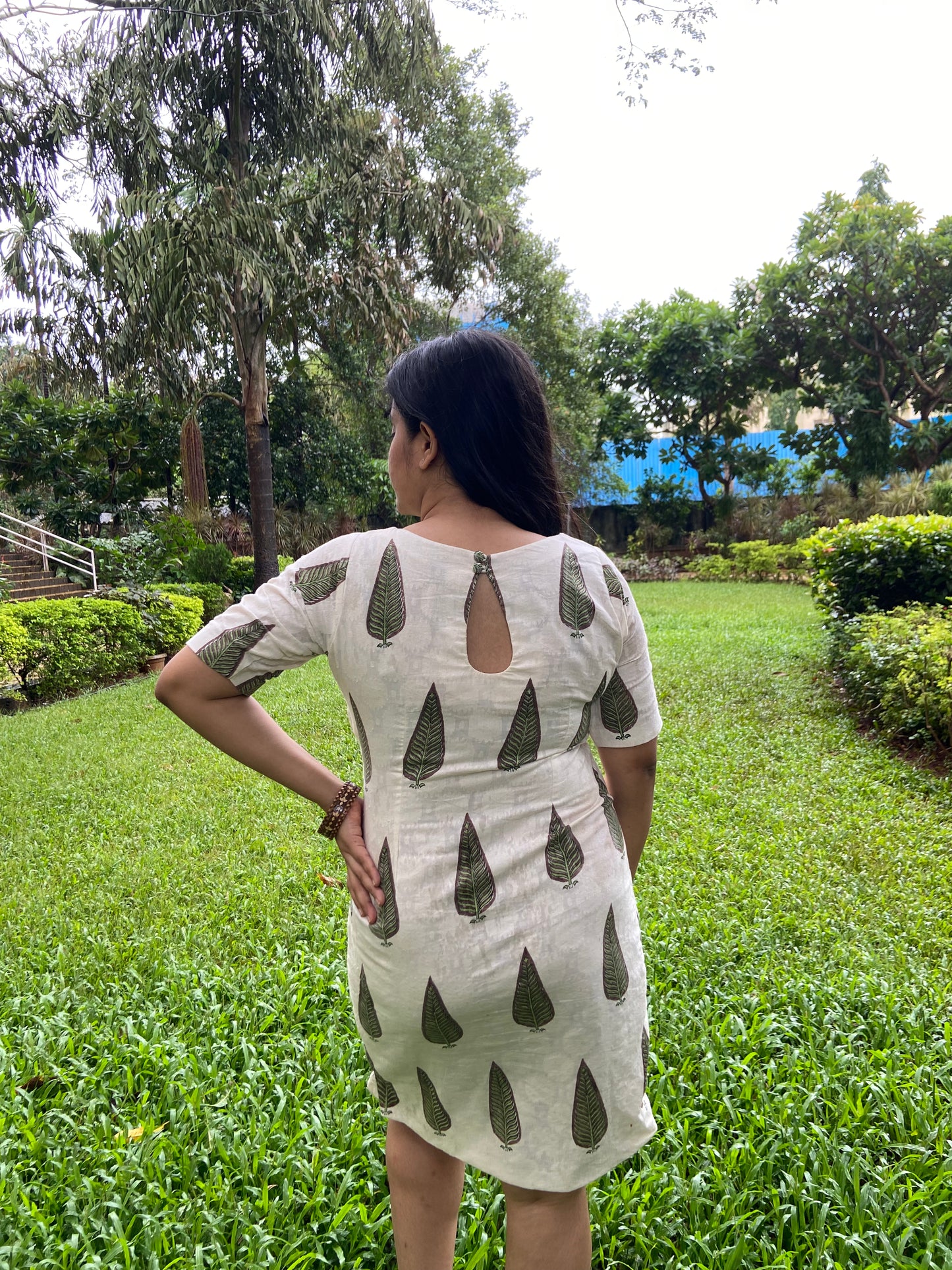 Green Blossom A Line Dress