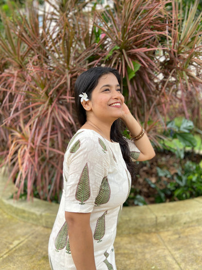 Green Blossom A Line Dress