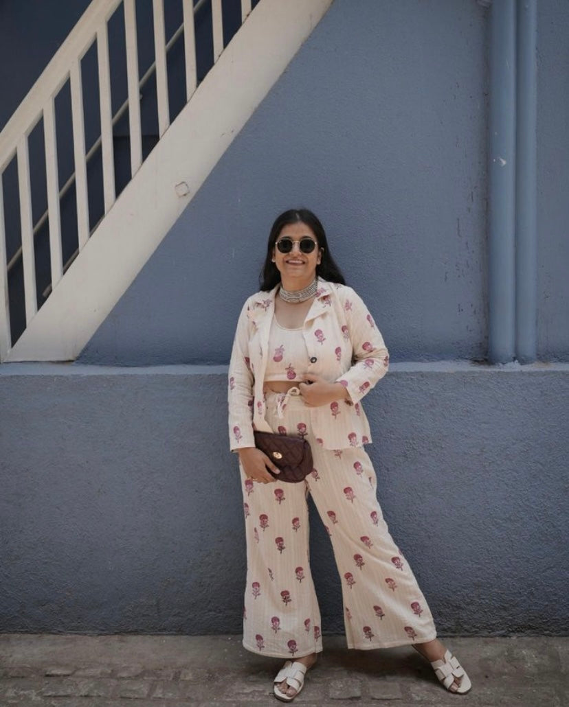 Pink Blossom Blazer Co-ord Set