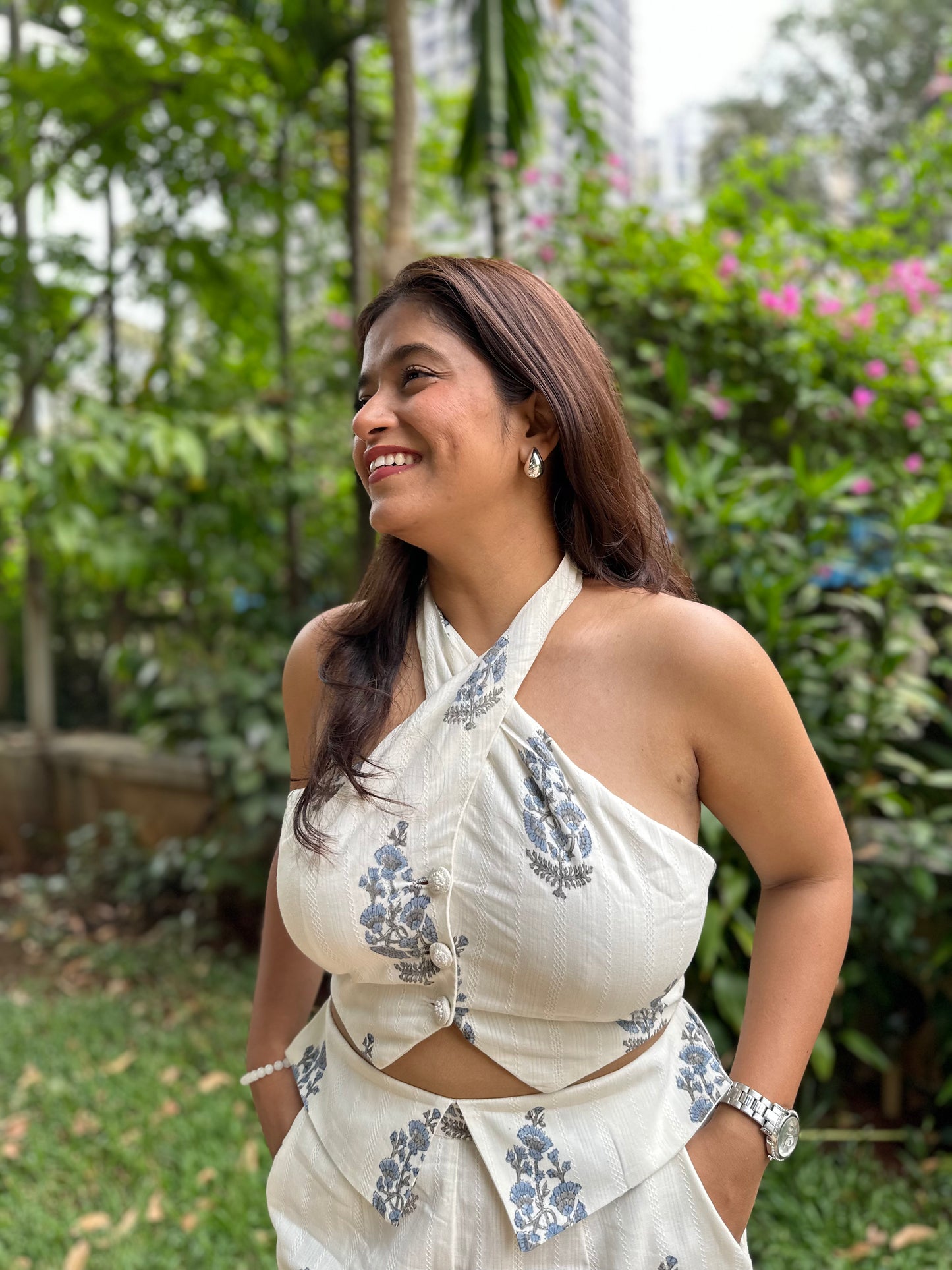 Blue Blossom Halter Co-ord Set