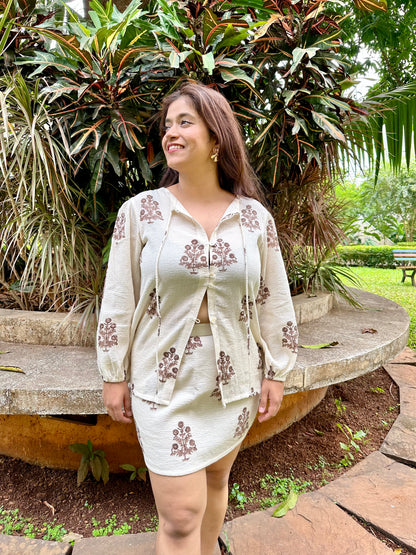 Brown Blossom Co-ord Set