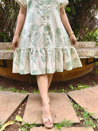 Pistachio Green Knee length Dress